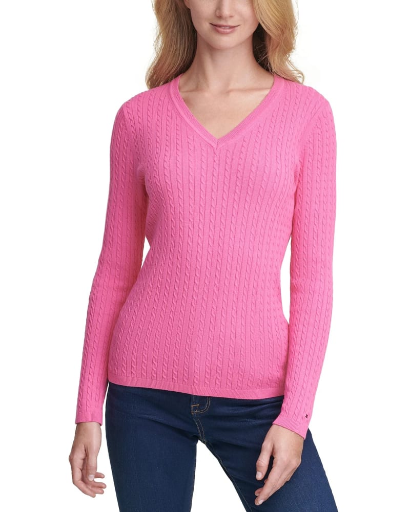 Tommy hilfiger cotton cheap v neck sweater